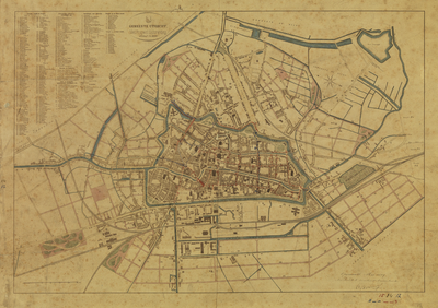 214236 Uitbreidingsplan van de stad Utrecht; met weergave van het bestaande stratenplan, wegen, spoorwegen, ...